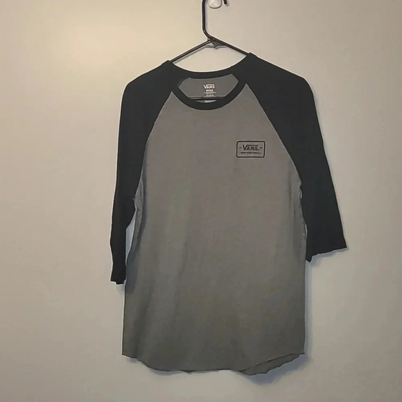 Men's Vans "off the wall" 3/4 sleeve size medium gray and black - Picture 1 of 4